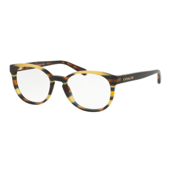 COACH EYEGLASSES HC6102 5441 Blue Honey Glitter Varsity Stripe 51mm - Picture 1 of 5